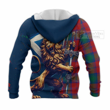 Byres (Byses) Tartan Family Crest Knitted Hoodie with Scottish Majestic Lion - Tartan Vibes Clothing