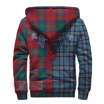 Tartan Vibes Clothing Byres (Byses) Tartan Sherpa Hoodie Happy St. Andrew's Day Half Tartan Style