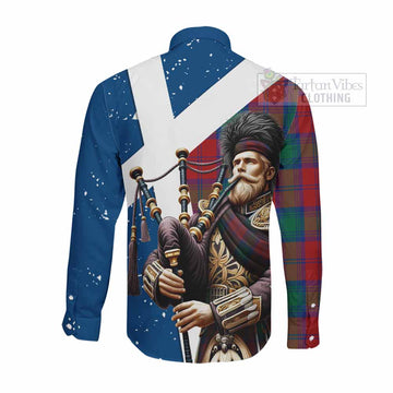 Byres (Byses) Tartan Long Sleeve Button Shirt with Family Crest Scottish Bagpiper Vibes - Tartan Vibes Clothing