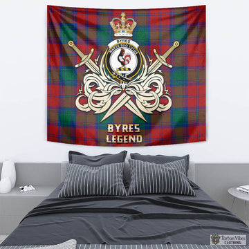 Byres (Byses) Tartan Tapestry with Clan Crest and the Golden Sword of Courageous Legacy - Tartan Vibes Clothing