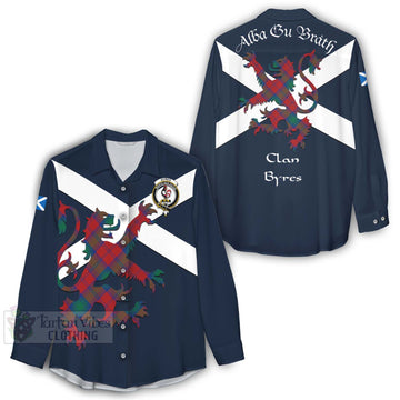 Byres (Byses) Tartan Lion Rampant Women's Casual Shirt Proudly Display Your Heritage with Alba Gu Brath and Clan Name - Tartan Vibes Clothing