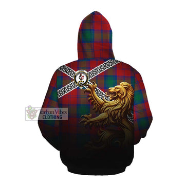 Byres (Byses) Crest Tartan Cotton Hoodie with Golden Lion Emblem Celtic Style Pullover Hoodie - Tartan Vibes Clothing