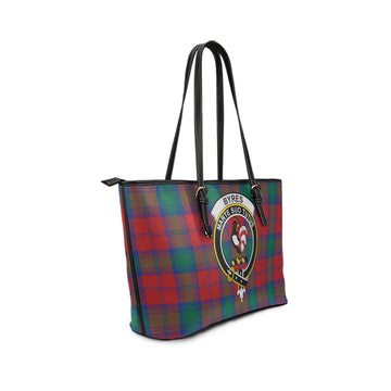Byres (Byses) Tartan Leather Tote Bag with Family Crest - Tartan Vibes Clothing