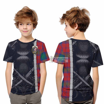 Byres (Byses) Tartan Kid T-Shirt with Family Crest Cross Sword Thistle Celtic Vibes - Tartan Vibes Clothing