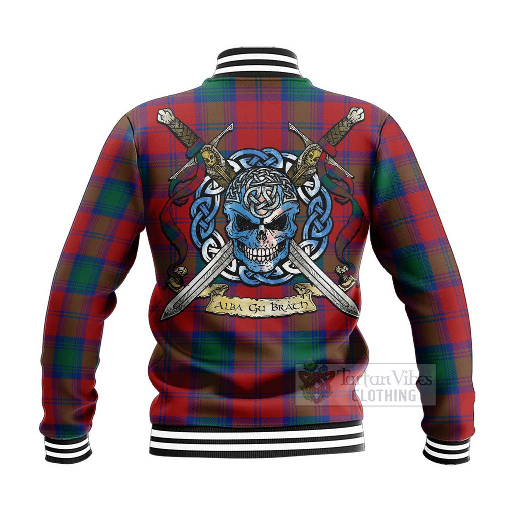 Byres (Byses) Tartan Baseball Jacket with Family Crest Celtic Skull Style - Tartan Vibes Clothing