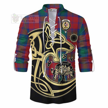 Byres (Byses) Tartan Ghillie Kilt Shirt with Family Crest Celtic Wolf Style - Tartan Vibes Clothing