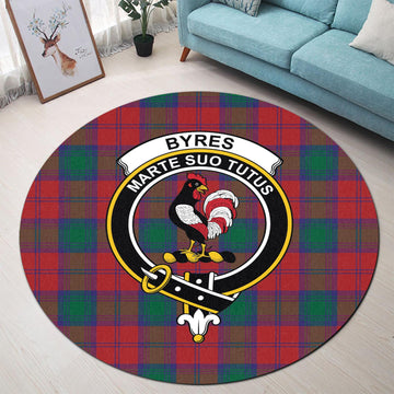 Byres (Byses) Tartan Round Rug with Family Crest - Tartan Vibes Clothing