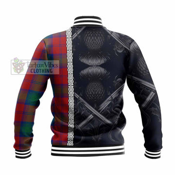 Byres (Byses) Tartan Baseball Jacket with Family Crest Cross Sword Thistle Celtic Vibes - Tartan Vibes Clothing