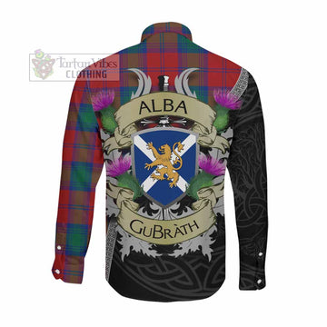 Byres (Byses) Tartan Family Crest Long Sleeve Button Shirt Lion Rampant Royal Thistle Shield Celtic Inspired Men's Shirt - Tartan Vibes Clothing