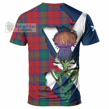 Tartan Vibes Clothing Byres (Byses) Tartan Family Crest T-Shirt Scottish Thistle Celtic Inspired