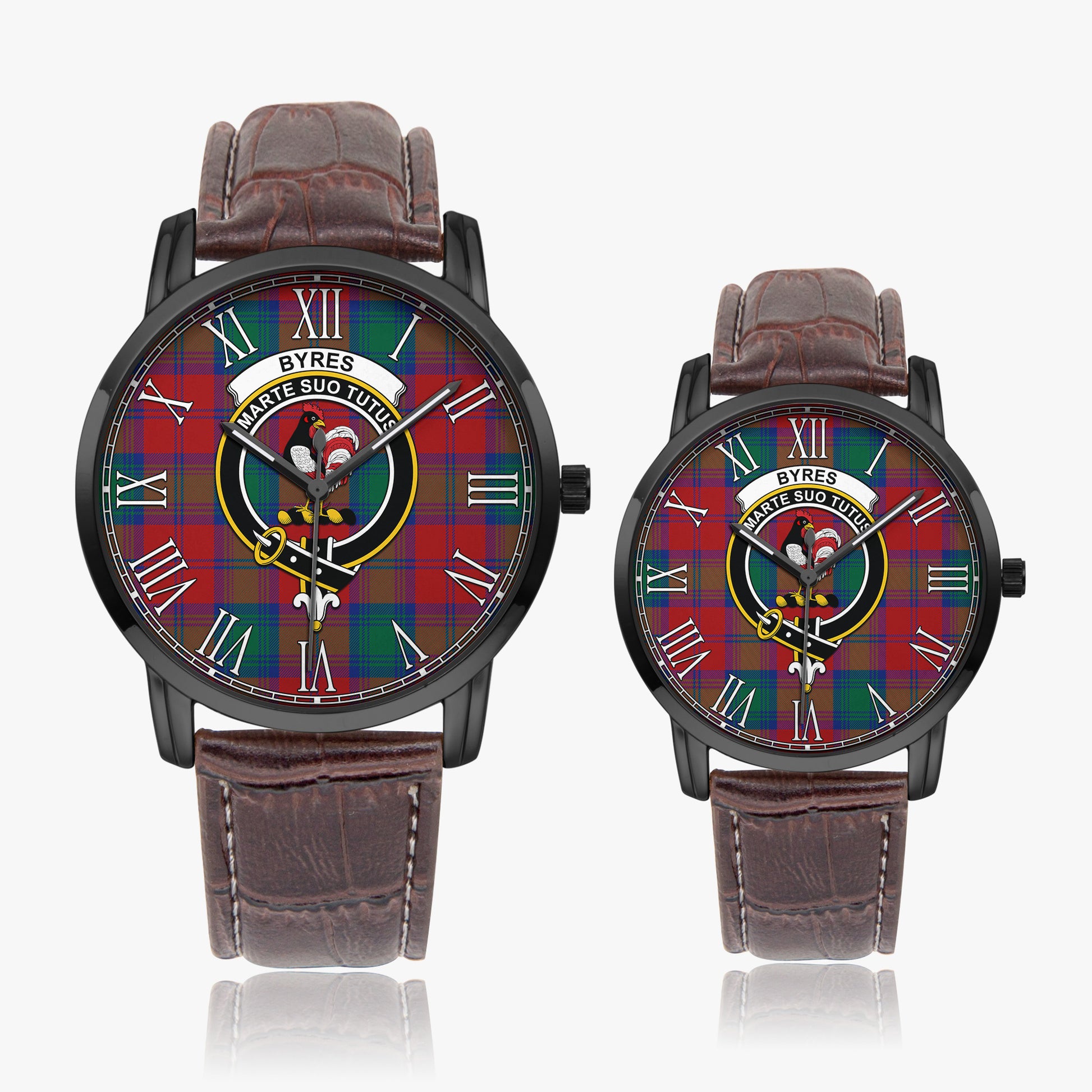 Byres (Byses) Tartan Family Crest Leather Strap Quartz Watch - Tartan Vibes Clothing