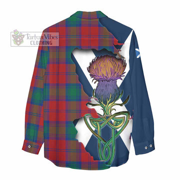 Byres (Byses) Tartan Family Crest Women's Casual Shirt Scottish Thistle Celtic Inspired - Tartan Vibes Clothing
