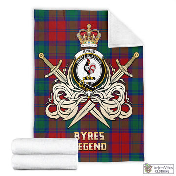 Byres (Byses) Tartan Blanket with Clan Crest and the Golden Sword of Courageous Legacy - Tartan Vibes Clothing