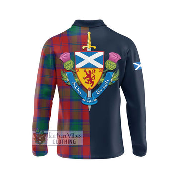 Byres (Byses) Tartan Long Sleeve Polo Shirt Alba with Scottish Lion Royal Arm Half Style - Tartan Vibes Clothing