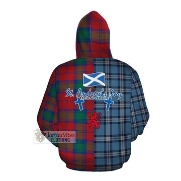 Byres (Byses) Tartan Cotton Hoodie Happy St. Andrew's Day Half Tartan Style Pullover Hoodie - Tartan Vibes Clothing