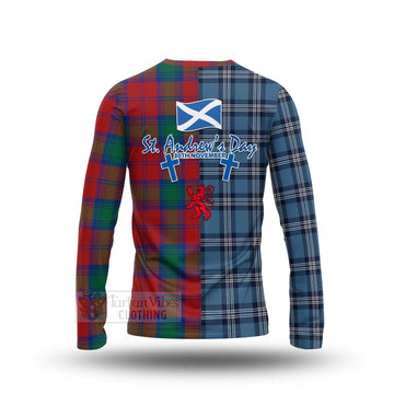 Byres (Byses) Tartan Long Sleeve T-Shirt Happy St. Andrew's Day Half Tartan Style - Tartan Vibes Clothing
