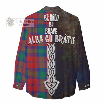 Byres (Byses) Tartan Family Crest Women's Casual Shirt Alba Gu Brath Be Brave Lion Ancient Style - Tartan Vibes Clothing