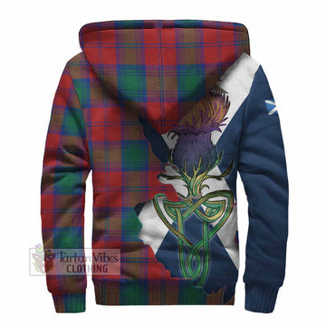 Tartan Vibes Clothing Byres (Byses) Tartan Family Crest Sherpa Hoodie Scottish Thistle Celtic Inspired