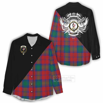 Byres (Byses) Tartan Women's Casual Shirt with Family Crest and Military Logo Style - Tartan Vibes Clothing