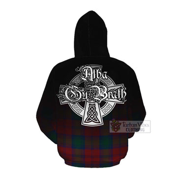 Tartan Vibes Clothing Byres (Byses) Tartan Cotton Hoodie Featuring Alba Gu Brath Family Crest Celtic Inspired