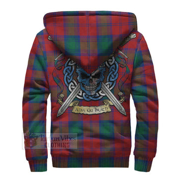 Tartan Vibes Clothing Byres (Byses) Tartan Sherpa Hoodie with Family Crest Celtic Skull Style