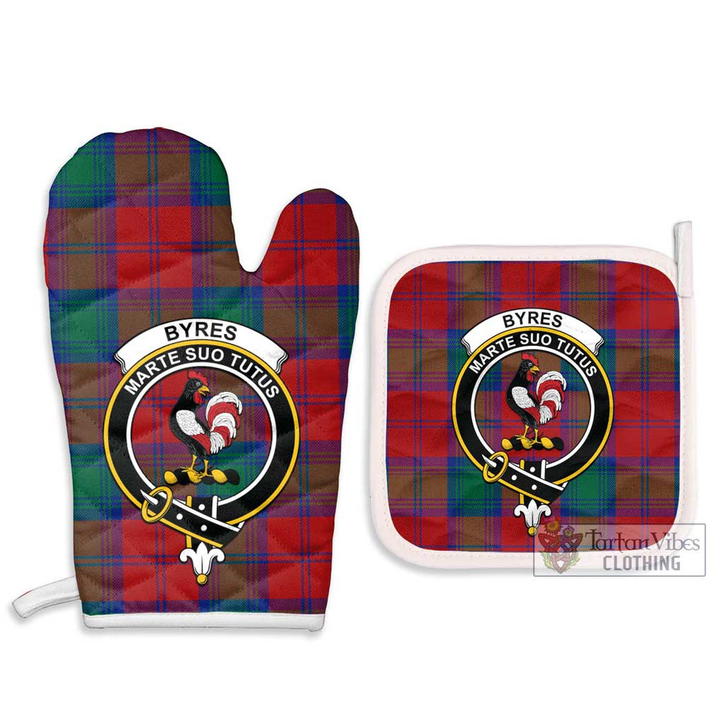 Byres (Byses) Tartan Combo Oven Mitt & Pot-Holder with Family Crest - Tartan Vibes Clothing