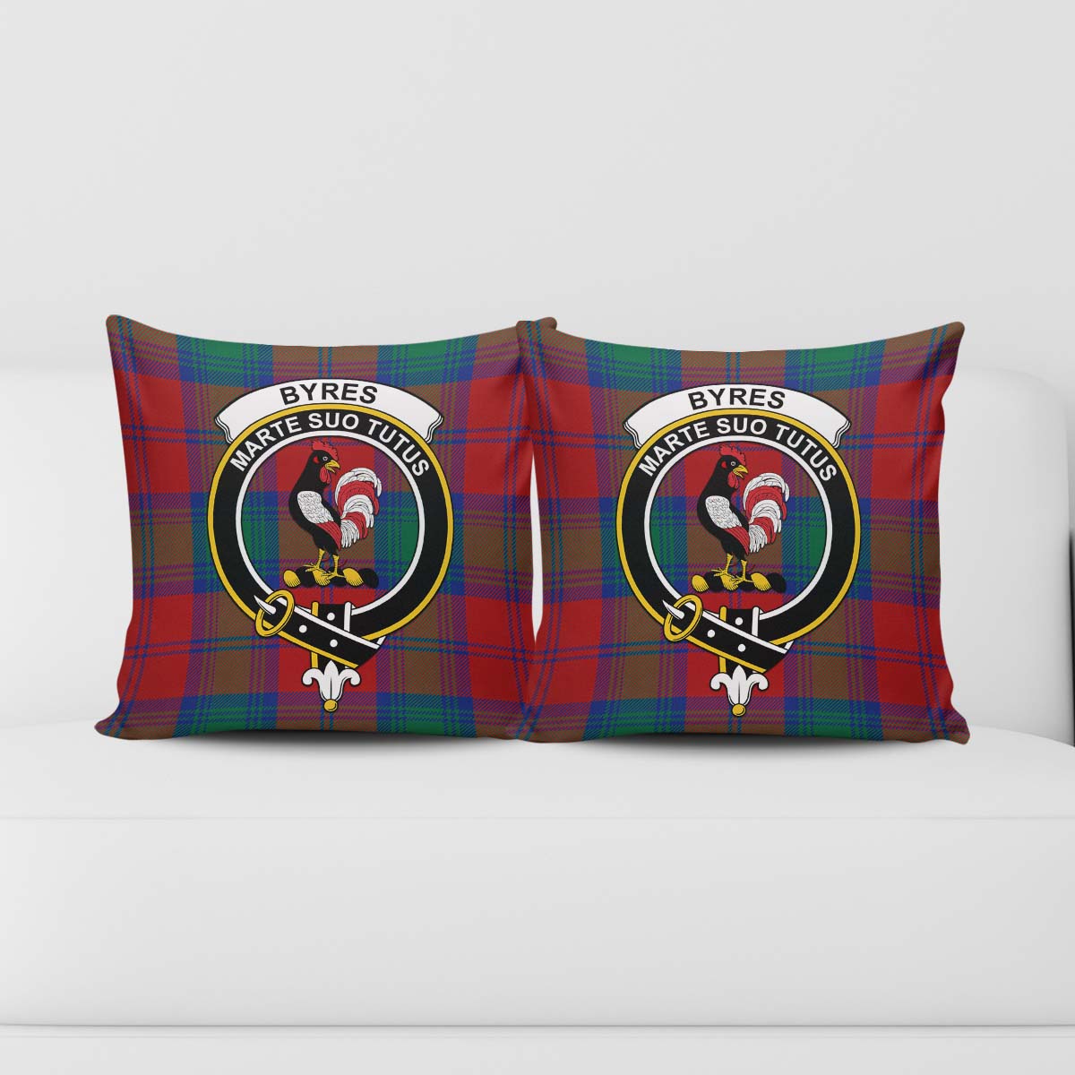 Byres (Byses) Tartan Pillow Cover with Family Crest - Tartan Vibes Clothing