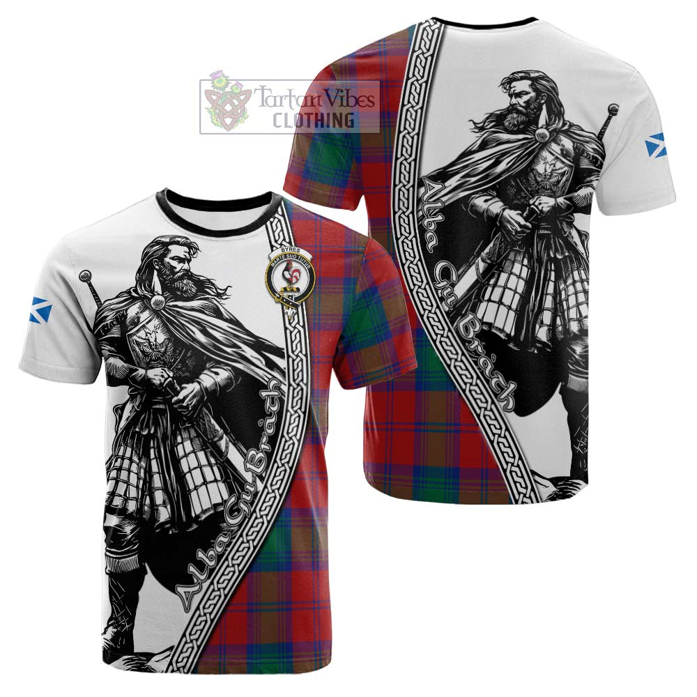 Byres (Byses) Tartan Clan Crest Cotton T-shirt with Highlander Warrior Celtic Style - Tartan Vibes Clothing