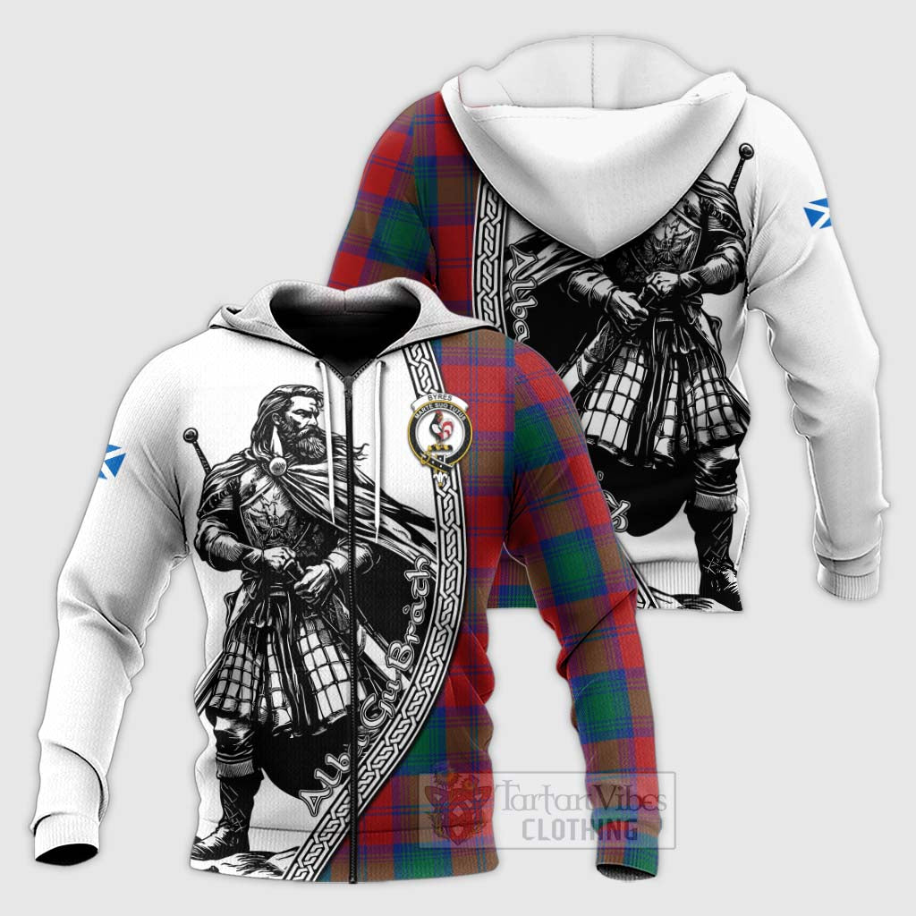 Byres (Byses) Tartan Clan Crest Knitted Hoodie with Highlander Warrior Celtic Style Unisex Knitted Zip Hoodie - Tartan Vibes Clothing