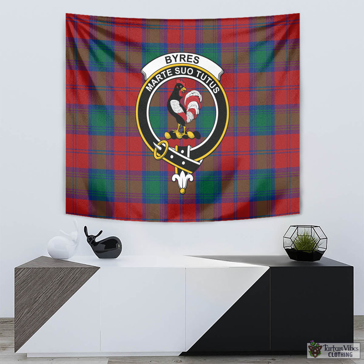 Byres (Byses) Tartan Tapestry Wall Hanging and Home Decor for Room with Family Crest - Tartan Vibes Clothing