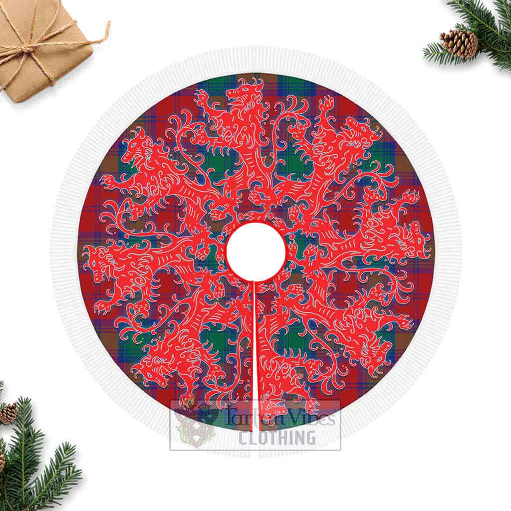 Byres (Byses) Tartan Christmas Tree Skirt Lion Rampant Style Fringed Tree Skirts - Tartan Vibes Clothing