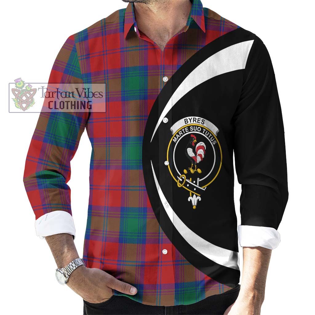 Byres (Byses) Tartan Long Sleeve Button Up with Family Crest Circle Style - Tartan Vibes Clothing