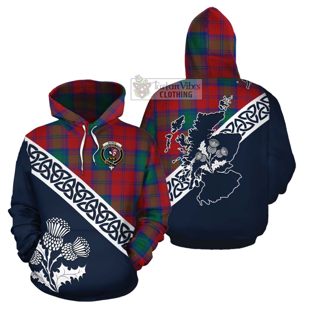 Byres (Byses) Tartan Cotton Hoodie Featuring Thistle and Scotland Map Zip Hoodie - Tartan Vibes Clothing
