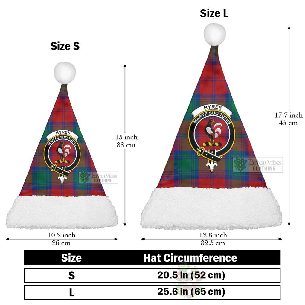Byres (Byses) Tartan Christmas Santa Hats with Family Crest Christmas Hat L 25.6in (65cm) - Tartan Vibes Clothing