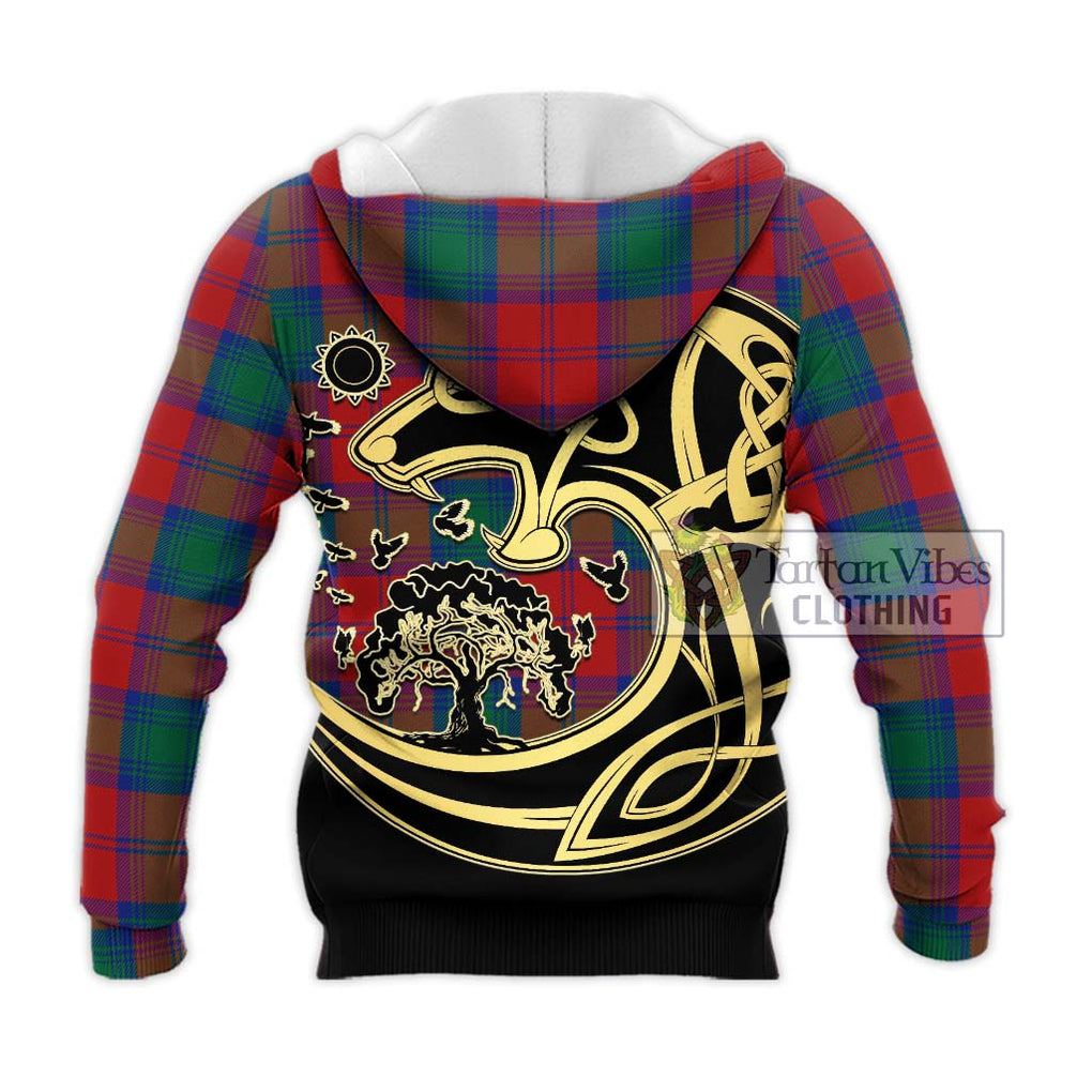 Byres (Byses) Tartan Knitted Hoodie with Family Crest Celtic Wolf Style - Tartan Vibes Clothing
