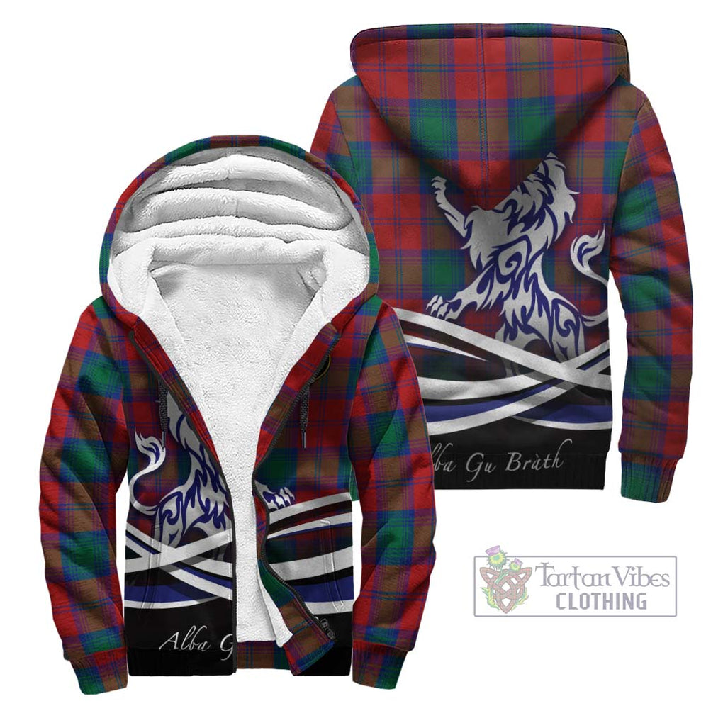 Byres (Byses) Tartan Sherpa Hoodie with Alba Gu Brath Regal Lion Emblem Unisex - Tartanvibesclothing Shop