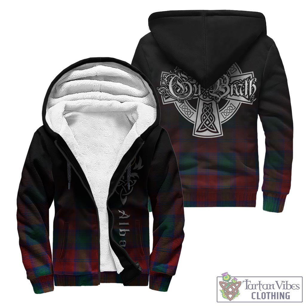Tartan Vibes Clothing Byres (Byses) Tartan Sherpa Hoodie Featuring Alba Gu Brath Family Crest Celtic Inspired