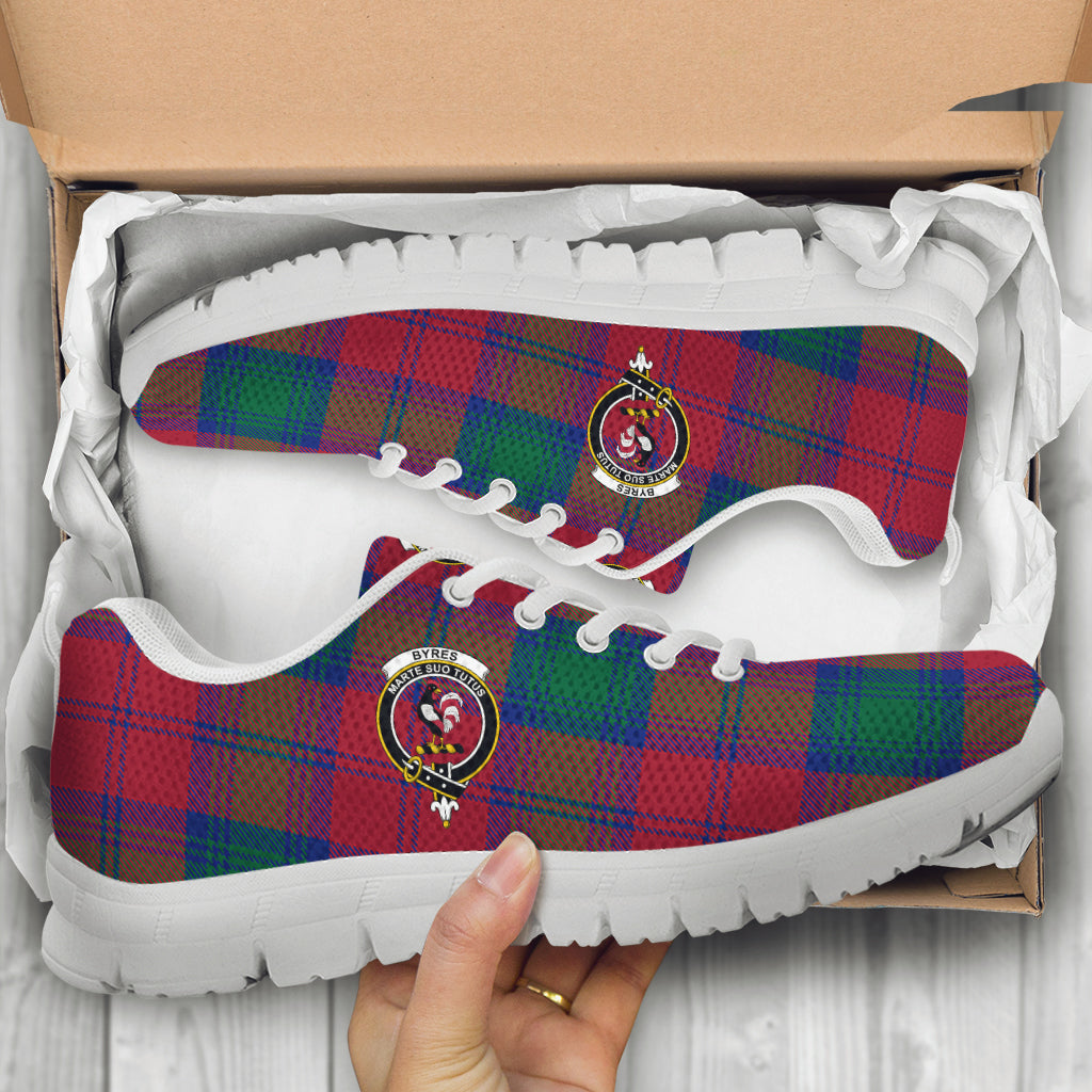 Byres (Byses) Tartan Sneakers with Family Crest - Tartan Vibes Clothing