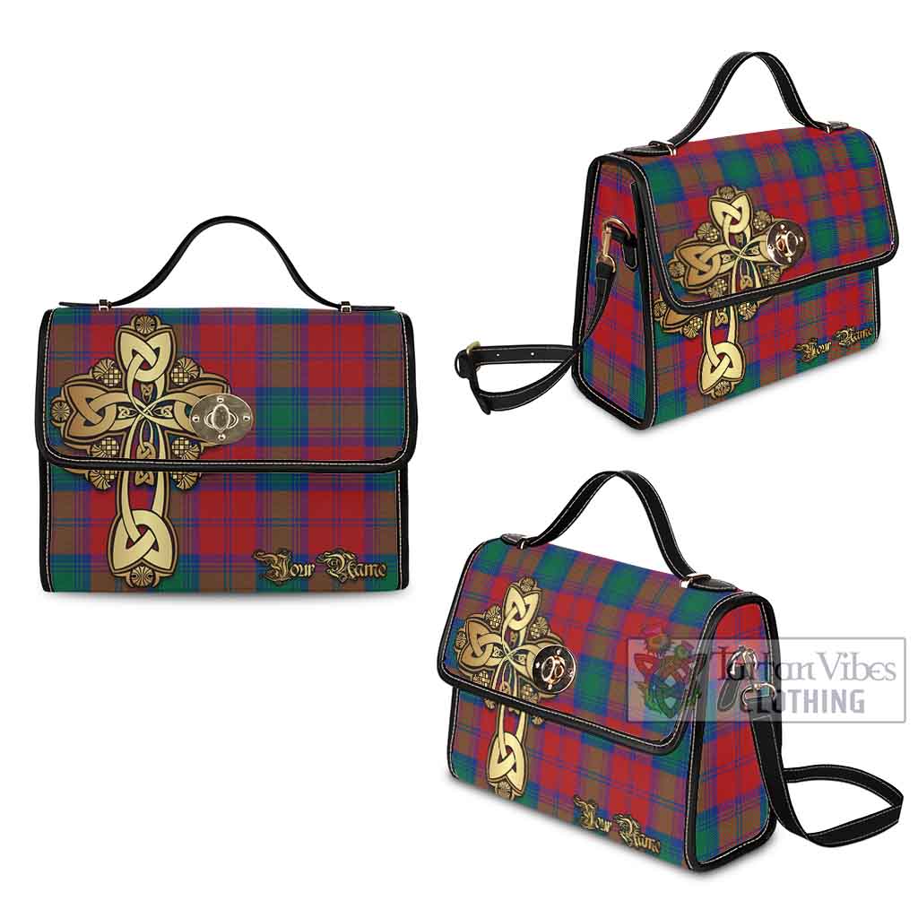 Tartan Vibes Clothing Byres (Byses) Tartan Waterproof Canvas Bag Golden Thistle Celtic Cross Style
