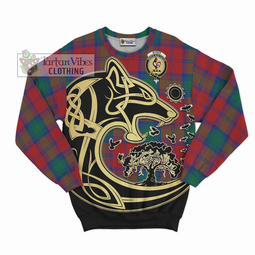 Byres (Byses) Tartan Sweatshirt with Family Crest Celtic Wolf Style - Tartan Vibes Clothing