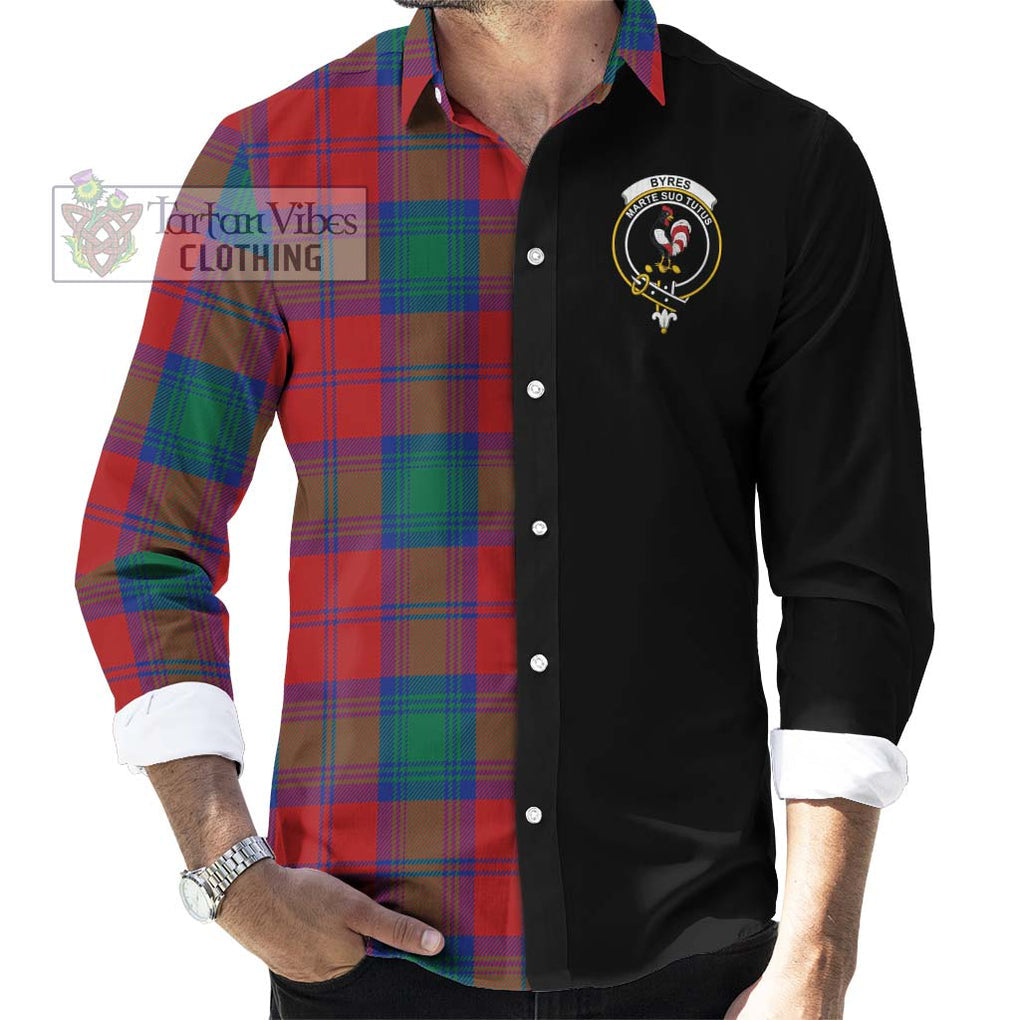 Byres (Byses) Tartan Long Sleeve Button Shirt with Family Crest and Half Of Me Style - Tartanvibesclothing Shop