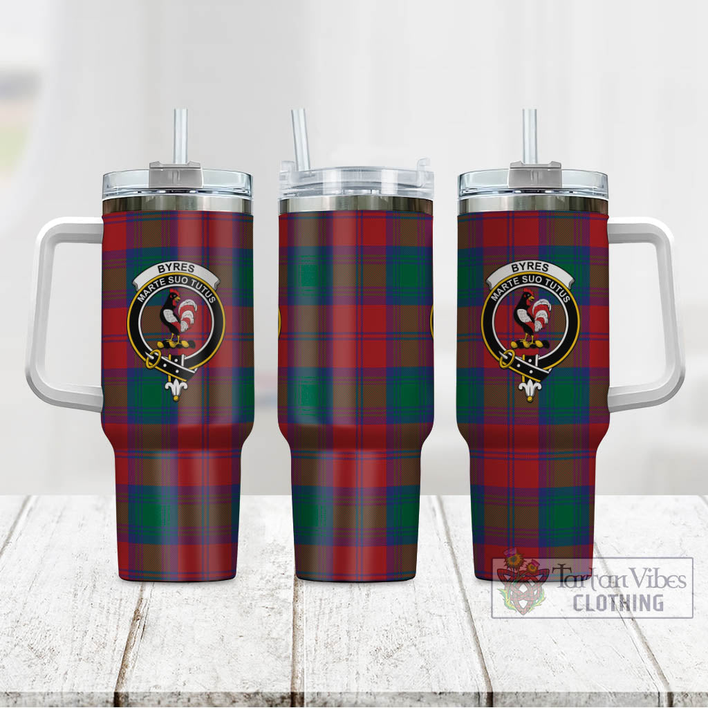 Byres (Byses) Tartan Tumbler with Handle with Family Crest - Tartan Vibes Clothing