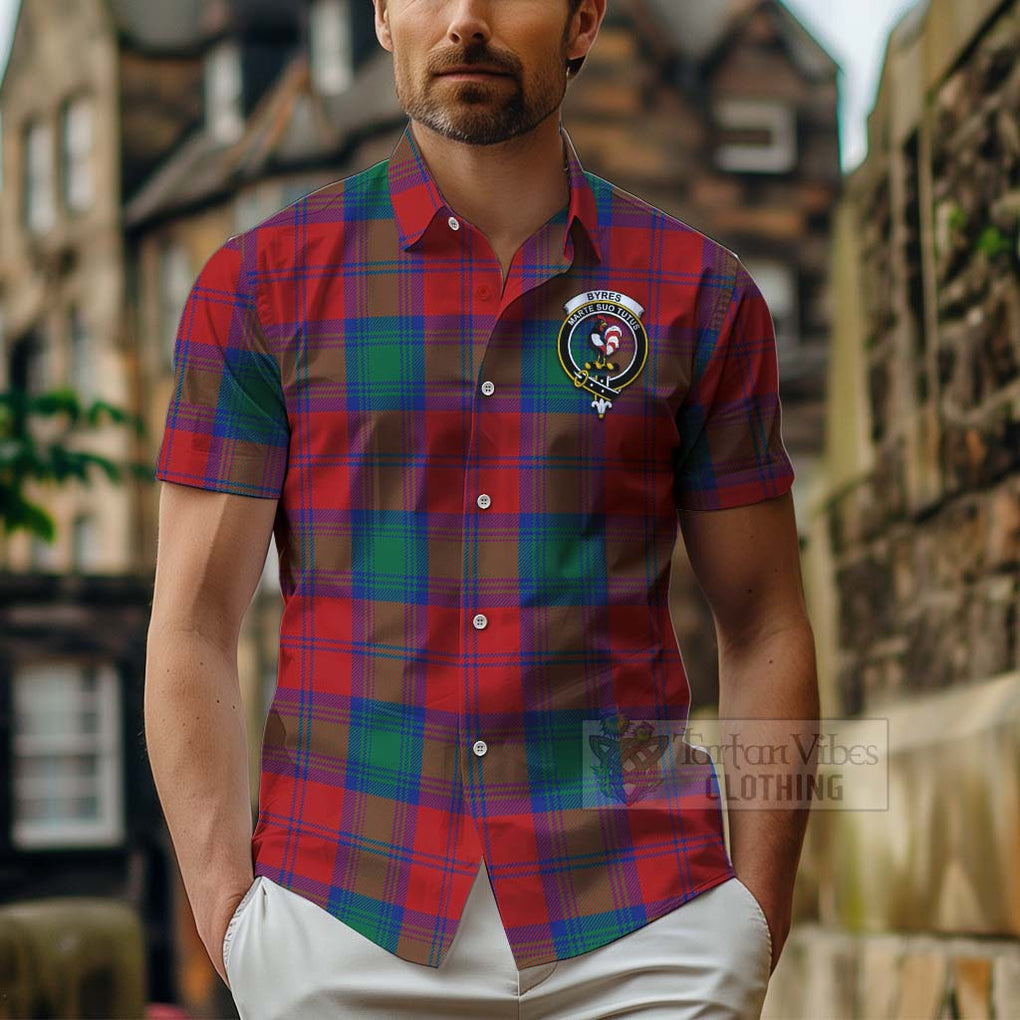 Byres (Byses) Tartan Hawaiian Shirt with Family Crest Celtic Skull Style - Tartan Vibes Clothing