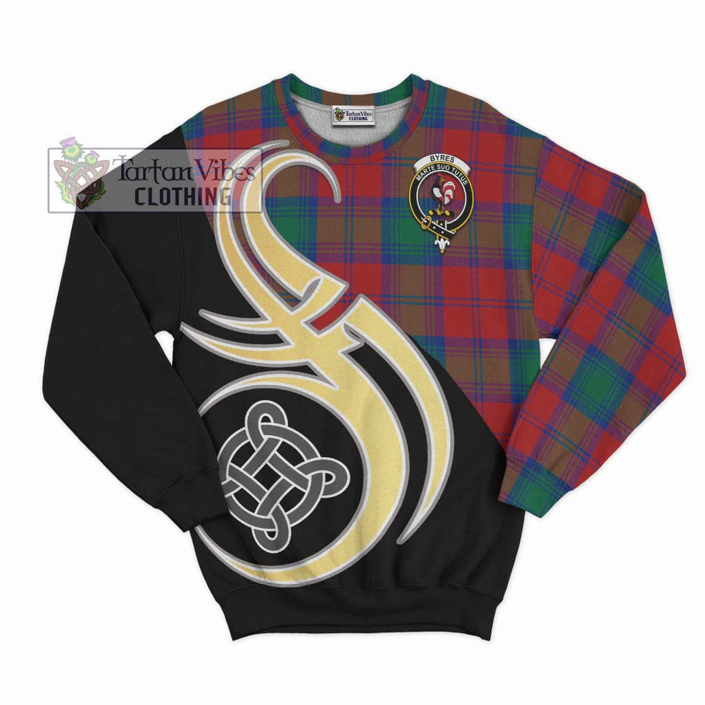 Byres (Byses) Tartan Sweatshirt with Family Crest and Celtic Symbol Style - Tartan Vibes Clothing