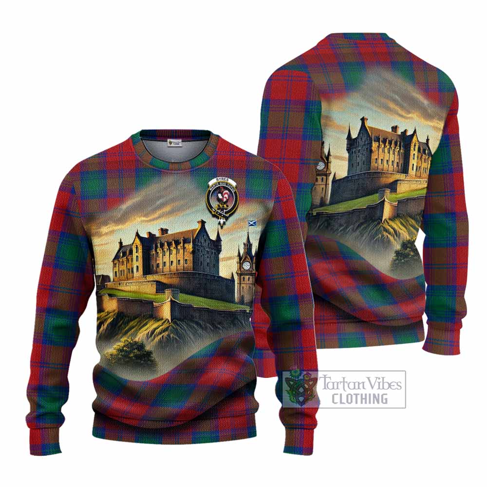 Byres (Byses) Tartan Family Crest Knitted Sweater with Scottish Ancient Castle Style - Tartan Vibes Clothing
