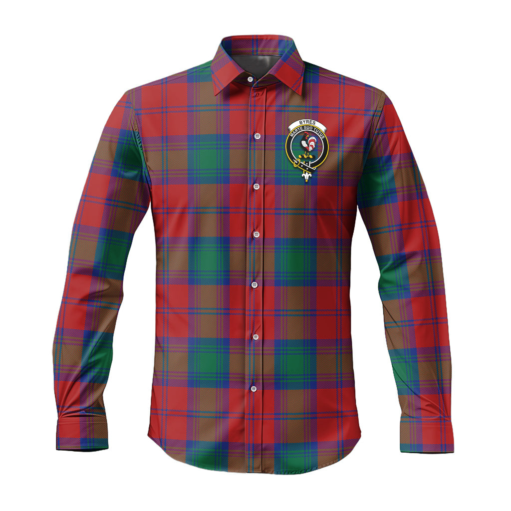 Byres (Byses) Tartan Long Sleeve Button Up Shirt with Family Crest Men's Shirt - Tartan Vibes Clothing