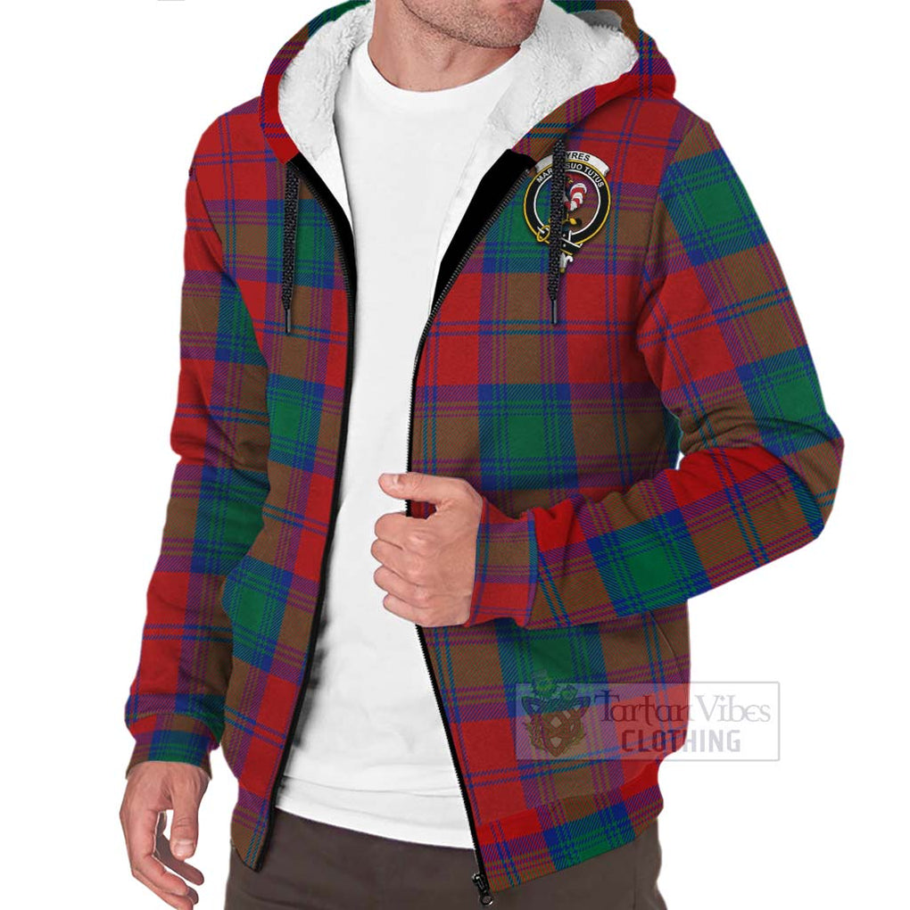 Tartan Vibes Clothing Byres (Byses) Tartan Sherpa Hoodie with Family Crest Celtic Skull Style