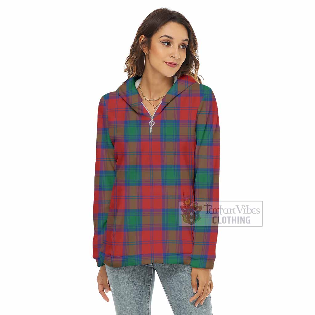 Byres (Byses) Tartan Women's Borg Fleece Hoodie with Half Zip - Tartan Vibes Clothing