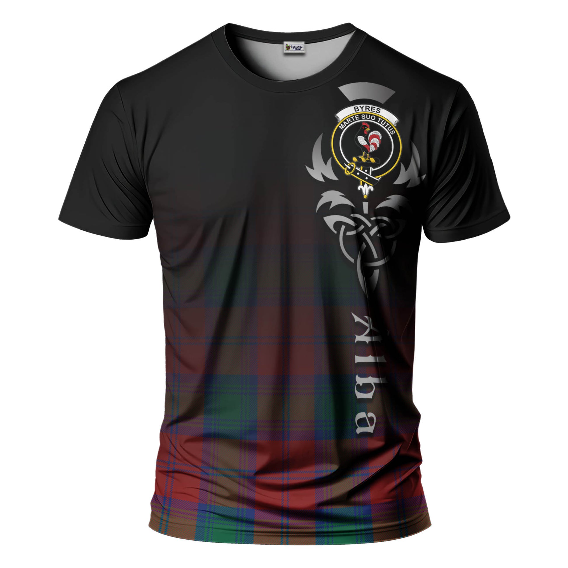 Tartan Vibes Clothing Byres (Byses) Tartan T-Shirt Featuring Alba Gu Brath Family Crest Celtic Inspired