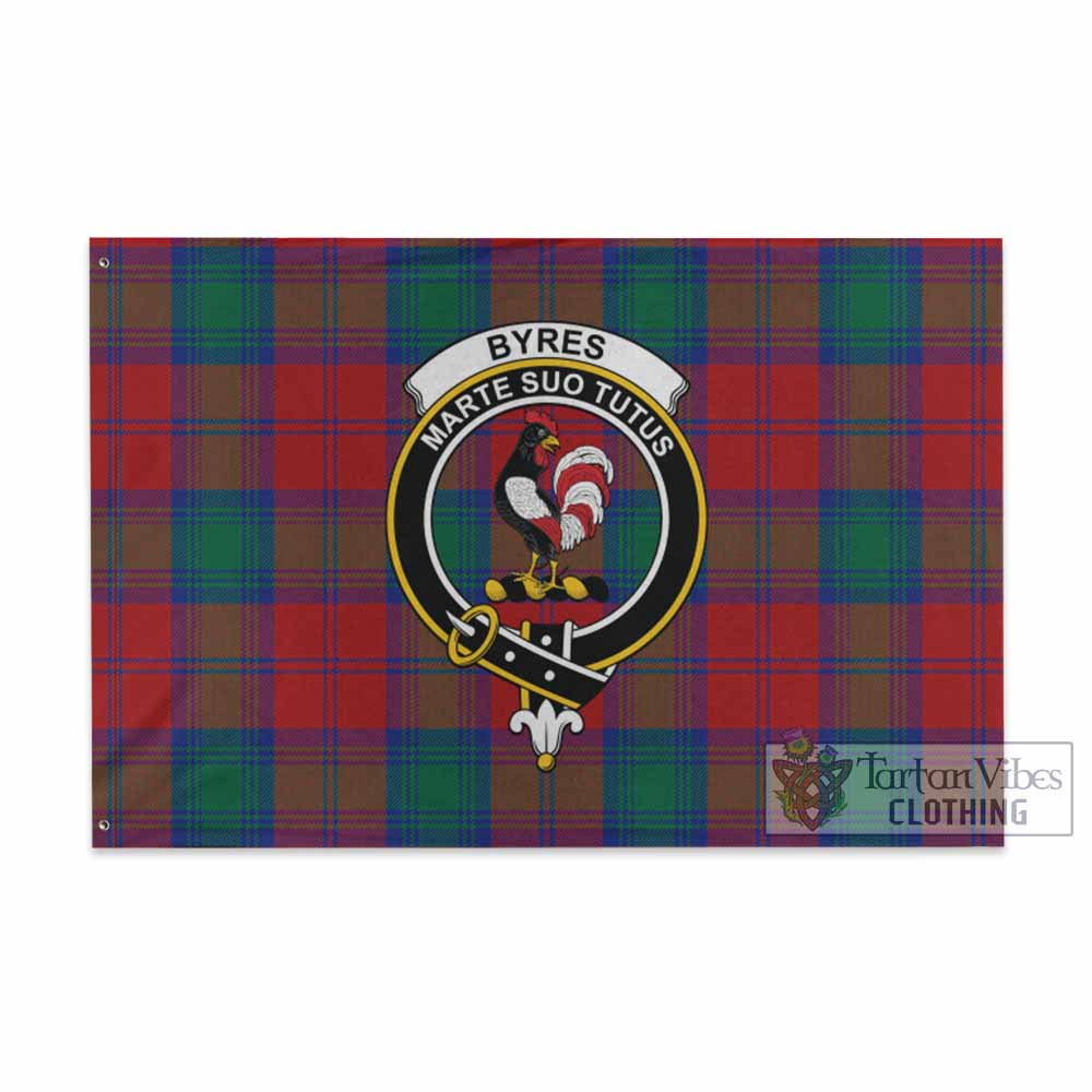 Tartan Vibes Clothing Byres (Byses) Tartan House Flag with Family Crest